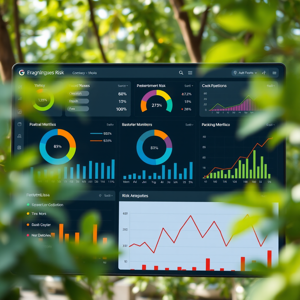Dashboard mit Echtzeit-Risikoindikatoren und Überwachungsmetriken für kontinuierliches Risikomanagement in Unternehmen