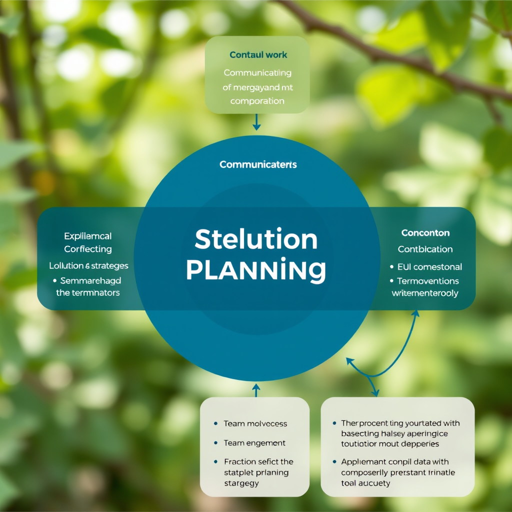 Strategisches Planungsdiagramm mit Lösungsansätzen für Remote-Arbeit, einschließlich Kommunikationstools und Team-Engagement-Strategien